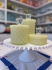 Htf Le Smith Boutique Canister Set In Pale Yellow quilted glass