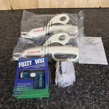 Singer 3 Electric Scissors Lot Fuzzy Wuz Lint Remover Adapter Blades Set