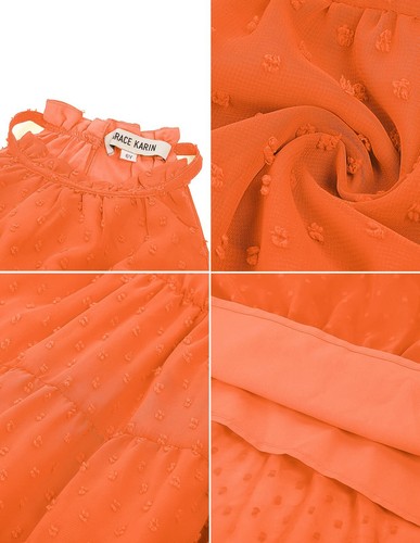 Girls Sleeveless Dress Flowy Cute Girls Dress for Summer Orange 10Y - Picture 5 of 6