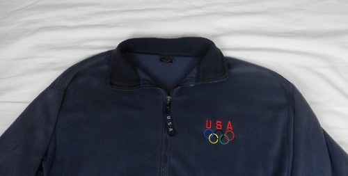USA Olympics Insignia Fleece Full Zip Blue Jacket Men's Size L EUC - Picture 8 of 11