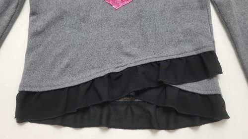 Extrem Ich! Shirt Mädchen 7/8 Jugend Pailletten grau Spitze bescheiden "I love u" Top - Bild 4 von 7