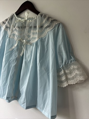 Chaqueta de Cama De Colección Wonder Maid Para Mujer Manga de Encaje Talla L Coqueta Boho Azul Núcleo de Hadas - Imagen 3 de 9