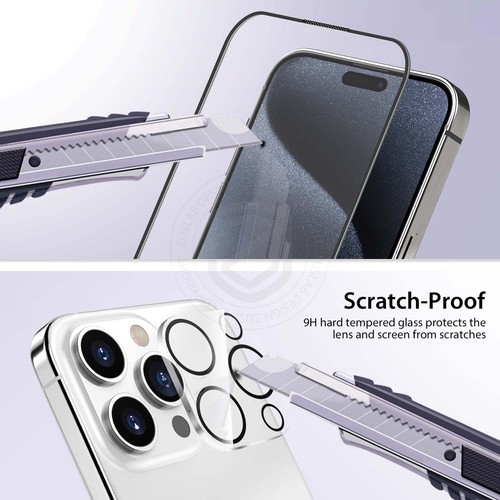 For iPhone 16 15 14 Pro Max Plus 13 12 11 Tempered Glass Screen Protector+LensX2 - Picture 4 of 32