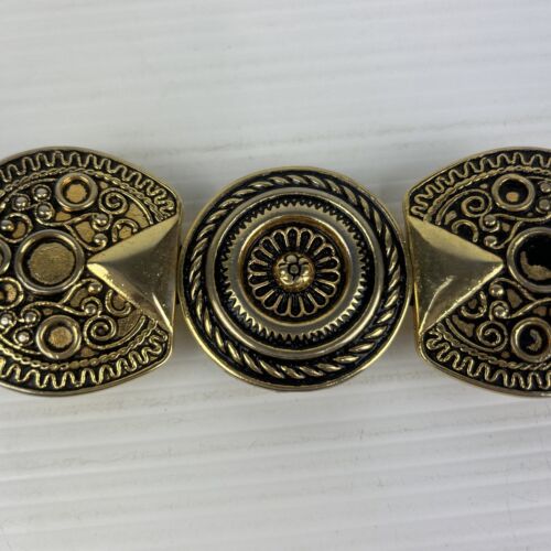Retro Womens Gold Tone Belt Buckle Heavy Circles 2 Part Large 80’s - Picture 4 of 18
