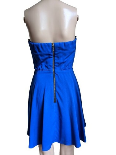 Naven Damen trägerloses kurzes blaues Aline Kleid eckiger Ausschnitt Größe 2 - Bild 9 von 12