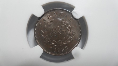 Sarawak Malaysia 1/2 Cent, 1933 H, NGC MS 63 BN - Picture 4 of 4