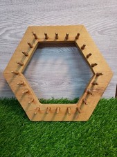 Vintage All WOODEN LOOM HEXAGON - Lap Weaving - Yarn Craft Loom - 10" - 24 Pegs