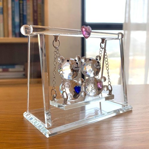 Mini Crystal Couple Swing Bear & On Chair Figurine Glass Animal Ornament Decor - Picture 2 of 26