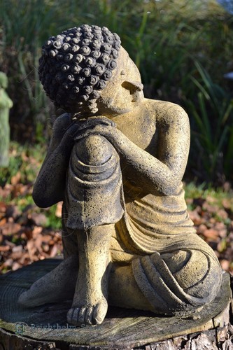 Thinking Buddha statue Resting buddah stone garden ornament 33cm/13"H - Picture 2 of 15