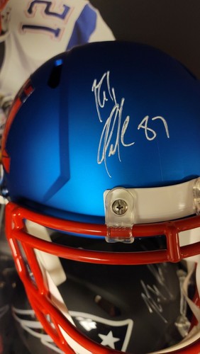 Rob Gronkowski Donta Hightower Superbowl 53 Autographed Helmet Patriots JSA - Picture 4 of 6