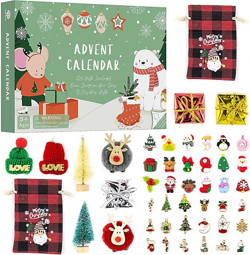 Calendario de Adviento Cuenta Regresiva 24 Días Navidad Decoraciones Regalos Niños/Adolescentes - Imagen 1 de 4