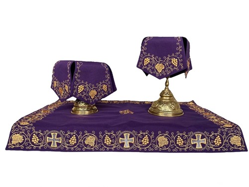 Chalice Covers Set Embroidered Gabardine Purple 26,77"x18,89" - Picture 5 of 10