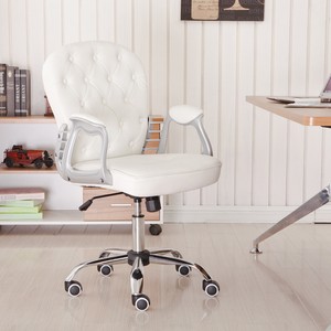 White Faux Leather Padded Office Chair Swivel Seat Computer Desk Image Is Loading White Faux Leather Padded Office Chair Swivel Seat