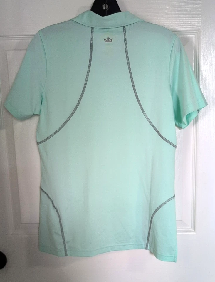 Polo de golf Peter Millar Aqua con costuras grises manga corta talla M 50+ UPF para mujer Foto 3 de 3