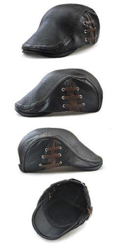 Jamont Men PU Faux Leather Fashion Vintage Visor Cap Beret Newsboy Hat, Free SHP - Picture 2 of 4