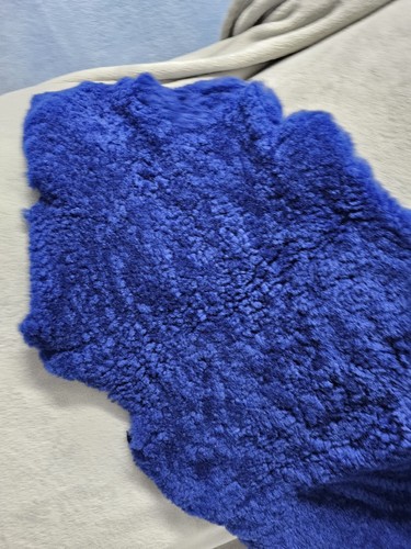 Schaf-Fell --echt-- BLAU gefärbt--ca. 50 x 100 cm-- Kurzhaar--gelockt--Schaffell - Bild 2 von 6
