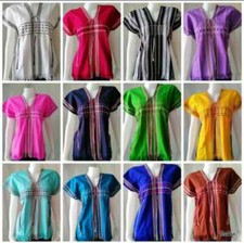 Women's Thai Hill Tribe Style Handmade Cotton Multi-Color Shirt Karen Free Size