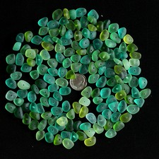 center drilled sea beach glass 20 pcs lots small green lime aqua jewelry use