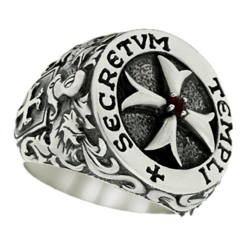 Ritter Templer Kreuzritter Freimaurer Silber 925 Herren Ring Malteserkreuz Schild - Bild 12 von 12