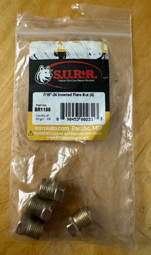 S.U.R.&R. (BRAKE) BR SERIES Inverted Flare Nuts (Pack 4) - Picture 29 of 35