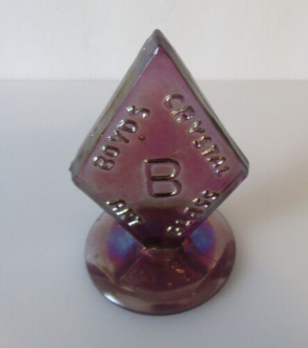 Boyd Glass Purple Carnival Standing Diamond Paperweight Dealer Display Sign Logo - Picture 10 of 11