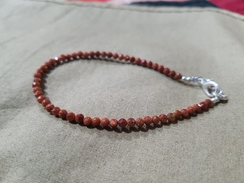 Pulsera de plata de ley 925 con piedras preciosas semipreciosas goldstone regalo 343 - Imagen 5 de 10