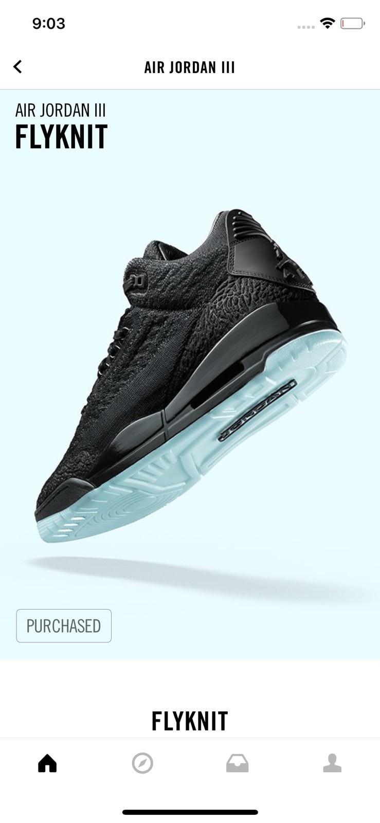 Nike Air Jordan 3 Flyknit Black SIze 9 Nike Air Jordan 3 Flyknit Black SIze 9