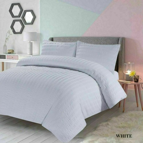 100 % Rich Cotton Bedding Sets Seersucker Duvet Cover Set Premium Range - Picture 9 of 30