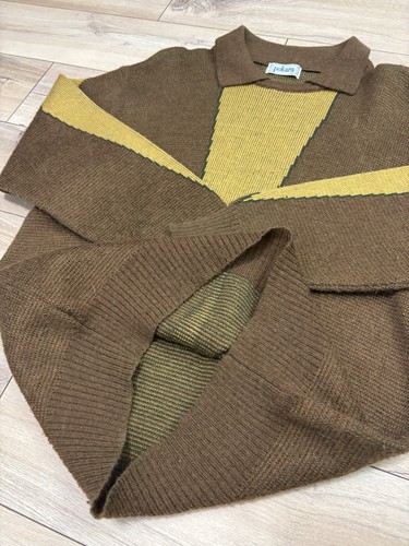 VTG Pokara Poly Mohair Blend Sweater XL Kurt Cobain Grandpa Grunge Brown Geo - Picture 7 of 12