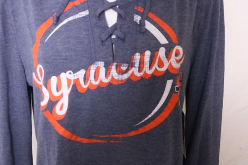 NEW Syracuse Orange SU Colosseum LS Hoodie Lace Up Neck Tee Shirt Blue Womens M - Picture 5 of 9