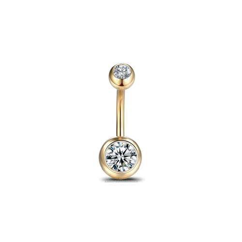 Belly Bar Navel Bar Button Banana Curve Screw Top Bars Double Clear Crystal Gem - Picture 4 of 7