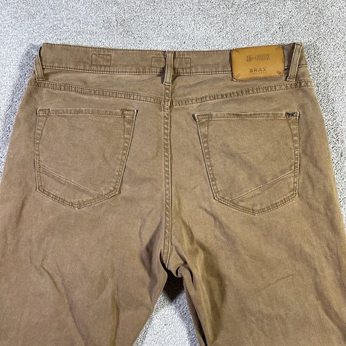 Brax Chuck Pants Mens Size 36x34 Modern Fit Chino Tan Cotton Stretch Casual - Picture 11 of 17