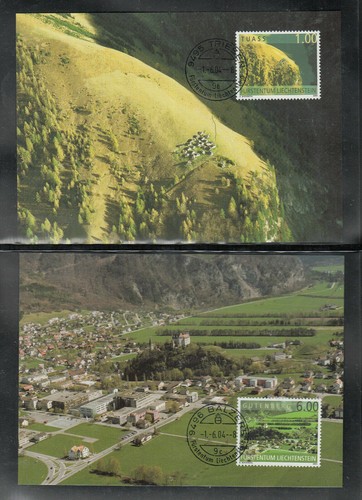 NEU 10 ) Liechtenstein 2004: Liechtenstein from above 4 beautiful Maximum Cards - Picture 2 of 2