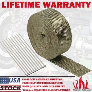 Ties 2/" x 50ft Titanium Header Turbo Pipe Manifold Exhaust Heat Wrap Roll Tape