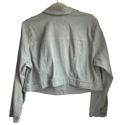 Torrid Womens Sz 2X Cropped Olive Green jacket button stretch Cotton - Picture 3 of 9