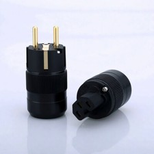 24K Gold Plated EU SCHUKO AC HiFi Power Plug C15 C13 IEC Connector for Cable DIY