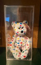 RARE Ty 2K MINT CONDITION Beanie Baby Bear Confetti Purple  Pink Errors