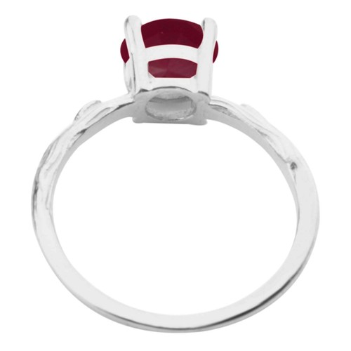 1.20Ct Round Cut Natural Burmese Red Ruby Women's Ring In Solid 14KT White Gold - Picture 2 of 4