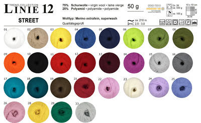 (111,00 /kg) *Linie 12 Street* ONline, 50g, Sockenwolle oder für Pulloverwolle