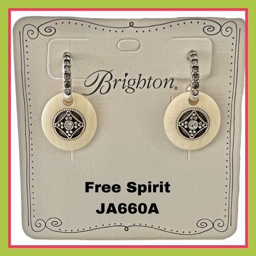 Brighton FREE SPIRIT Post Back Hoop Earrings JA660A IVORY NWT