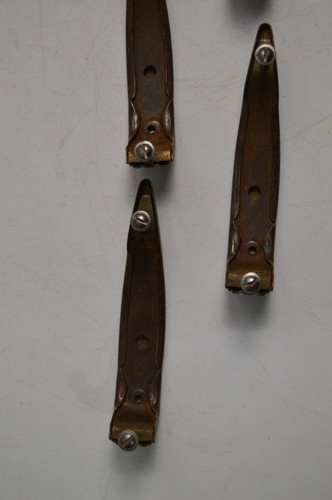 Vintage 30’s-60’s 5x Art Deco Brass Sleek Shape Cabinet Drawer Pull Handles - Picture 9 of 17