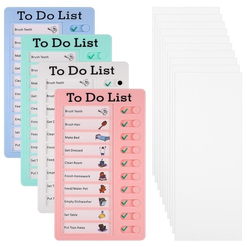 4 Pcs Chore Chart for Kids Reusable to Do List Memo RV Checklist Board Slidin...