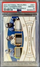 2021 National Treasures NFL Materials/Barry Sanders/Swift/Sims PSA 10! POP 1