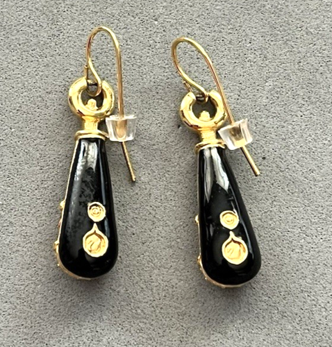 Pendientes Gancho Lágrima Colgante Cristal Esmalte Rojo Negro Firmado Cisne SWAROVSKI - Imagen 6 de 6
