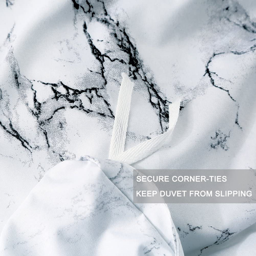 Queen Bedding Duvet Cover Set White and Black Marble Printed 3 Piece - 1000 - TC - Picture 5 of 19