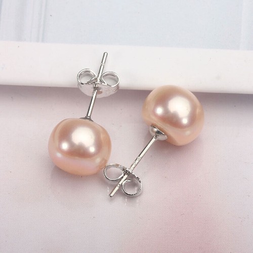 Wholesale 12 Pairs 6-12mm White Pink Purple Pearl Beads Silver Stud Earrings AAA - Bild 9 von 11