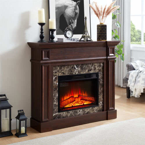 45.66" Electric Fireplace with Mantel 1400W Freestanding Fireplace Heater - Picture 6 of 15
