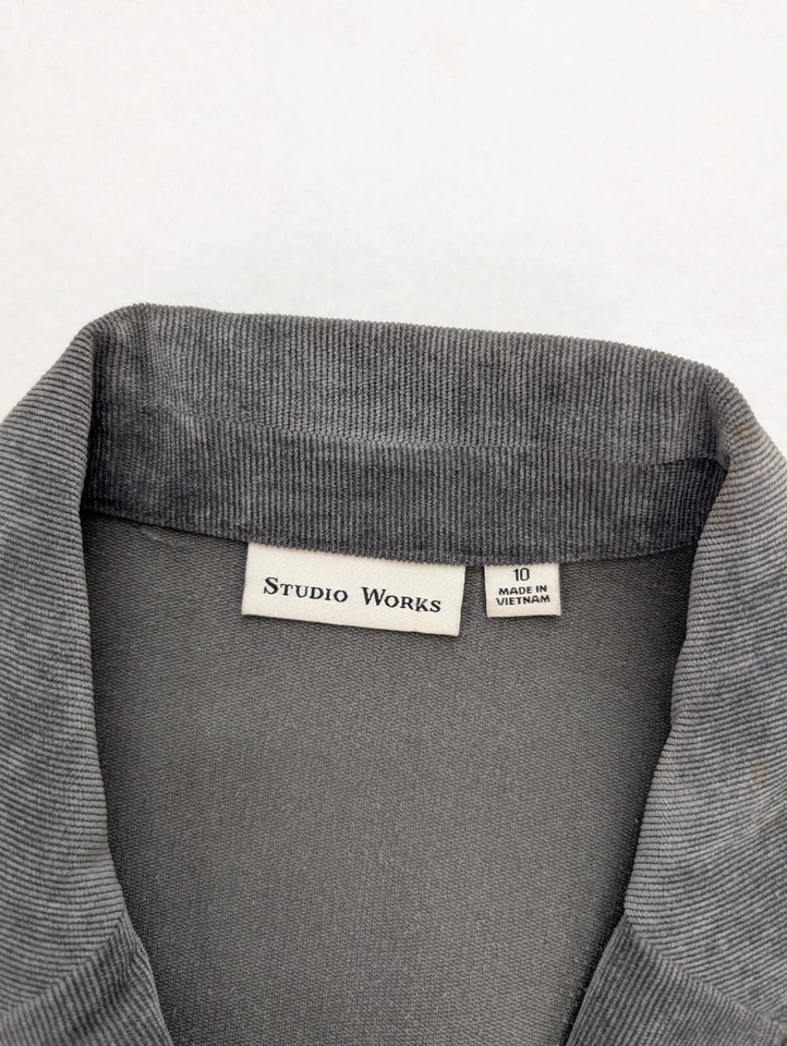 Chaqueta blazer Studio Works de pana para mujer talla 10 gris Foto 4 de 4