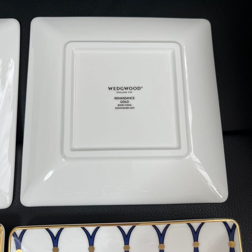 WEDGWOOD Renaissance Gold Square Tray Set of 4 – 5.7in x 5.7in Elegant Tableware - Picture 7 of 18