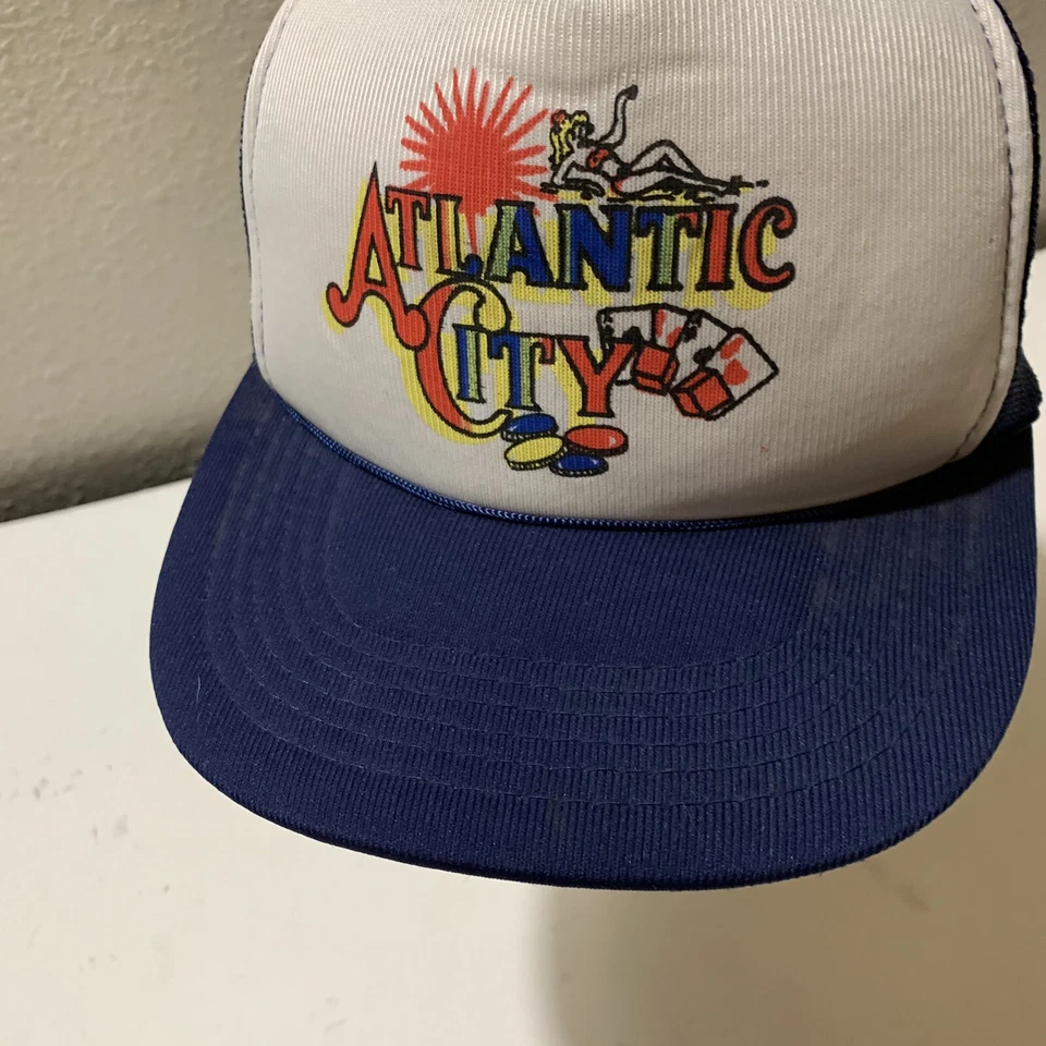 Vintage Atlantic City Snapback Hat Baseball Cap Gambling Poker Cards Size Sz - Image 3 of 4
